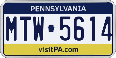 PA license plate MTW5614