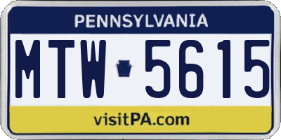 PA license plate MTW5615