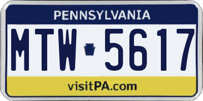 PA license plate MTW5617
