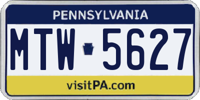 PA license plate MTW5627