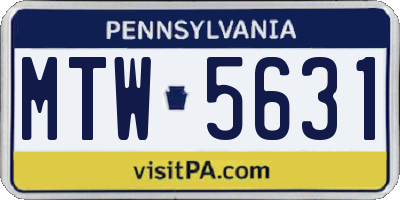 PA license plate MTW5631