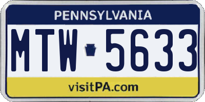 PA license plate MTW5633