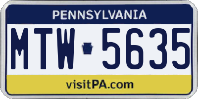 PA license plate MTW5635