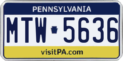 PA license plate MTW5636