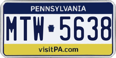 PA license plate MTW5638