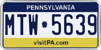 PA license plate MTW5639