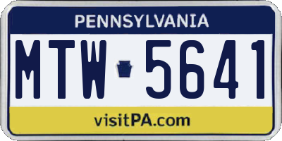 PA license plate MTW5641