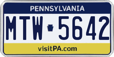 PA license plate MTW5642