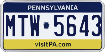 PA license plate MTW5643