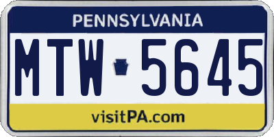 PA license plate MTW5645