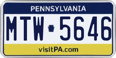 PA license plate MTW5646