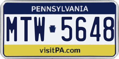 PA license plate MTW5648