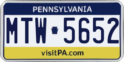 PA license plate MTW5652