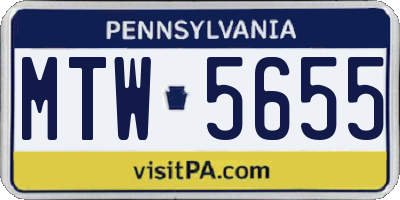 PA license plate MTW5655