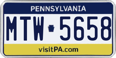 PA license plate MTW5658