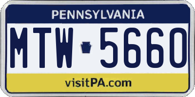 PA license plate MTW5660