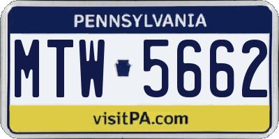 PA license plate MTW5662