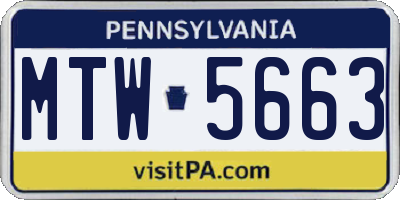 PA license plate MTW5663
