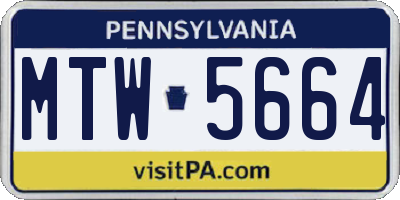 PA license plate MTW5664