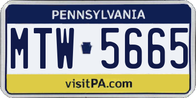 PA license plate MTW5665