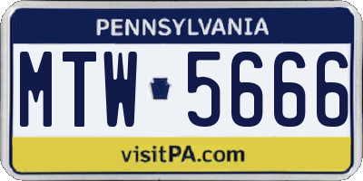 PA license plate MTW5666