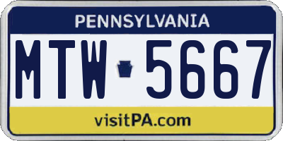 PA license plate MTW5667