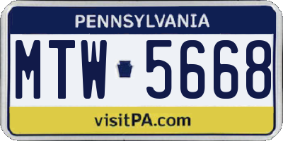 PA license plate MTW5668