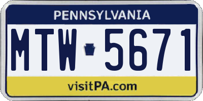 PA license plate MTW5671