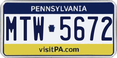 PA license plate MTW5672