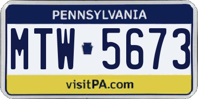 PA license plate MTW5673