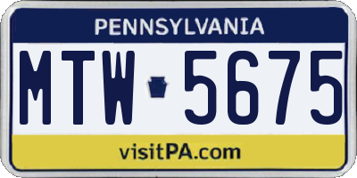 PA license plate MTW5675