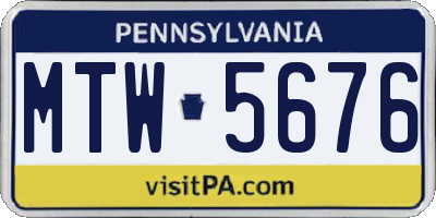 PA license plate MTW5676