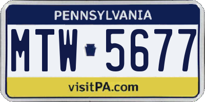 PA license plate MTW5677
