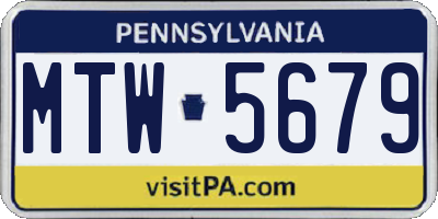 PA license plate MTW5679