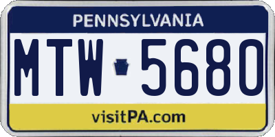 PA license plate MTW5680
