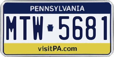 PA license plate MTW5681
