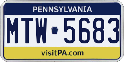 PA license plate MTW5683