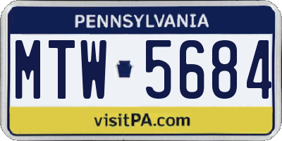 PA license plate MTW5684