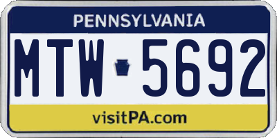 PA license plate MTW5692