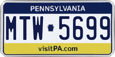 PA license plate MTW5699