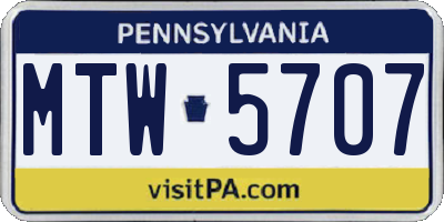 PA license plate MTW5707
