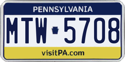 PA license plate MTW5708