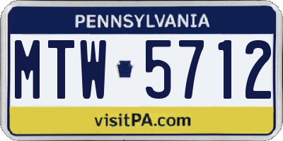 PA license plate MTW5712