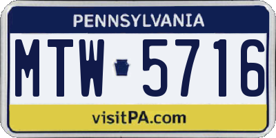 PA license plate MTW5716