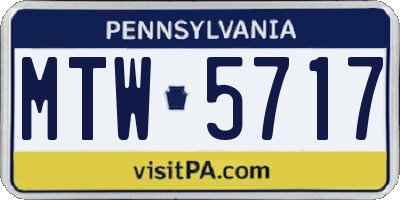 PA license plate MTW5717
