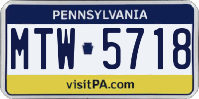 PA license plate MTW5718