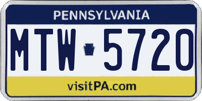 PA license plate MTW5720