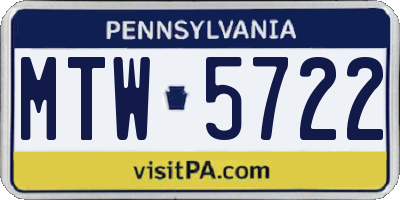 PA license plate MTW5722