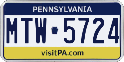 PA license plate MTW5724