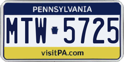 PA license plate MTW5725